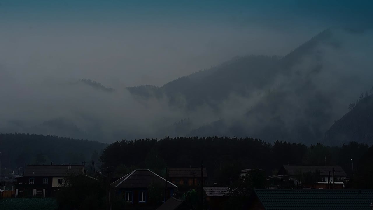 Dew evaporates from the mountains