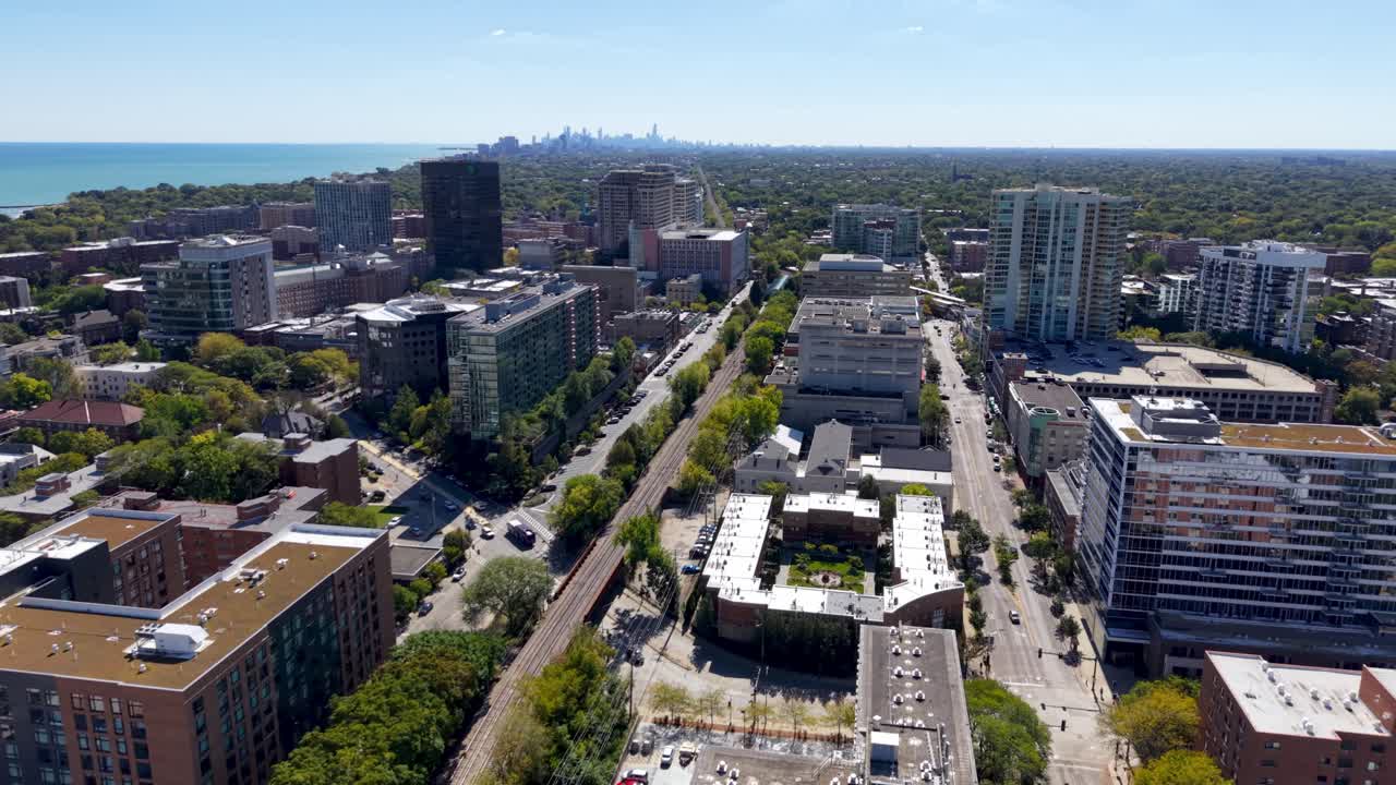 Эванстон, Иллинойс — аэрофотосъемка с приближением