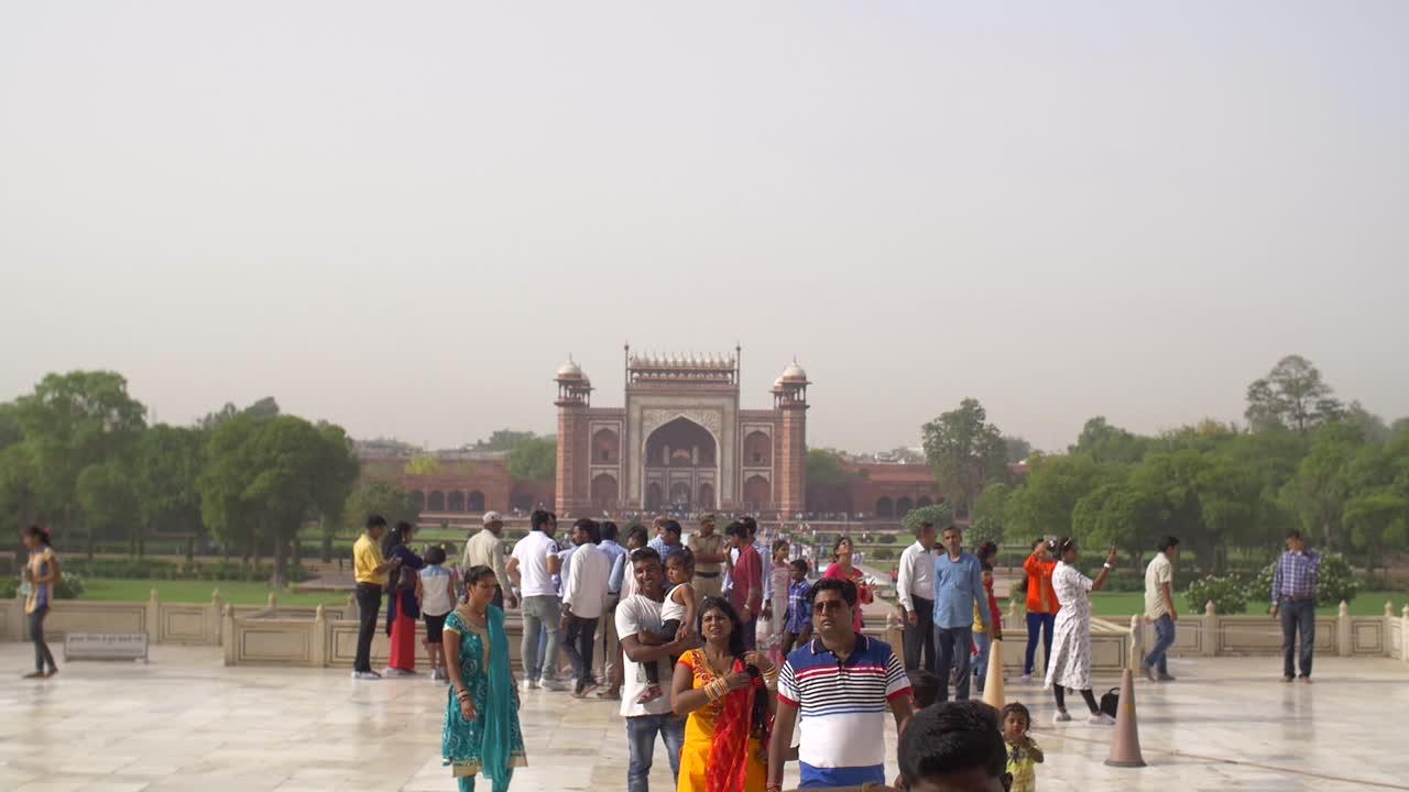 Sightseers at the Taj Mahal