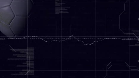 Animation-Einer-Programmiersprache-Und-Eines-Sich-Bewegenden-Fußballs-Auf-Schwarzem-Hintergrund