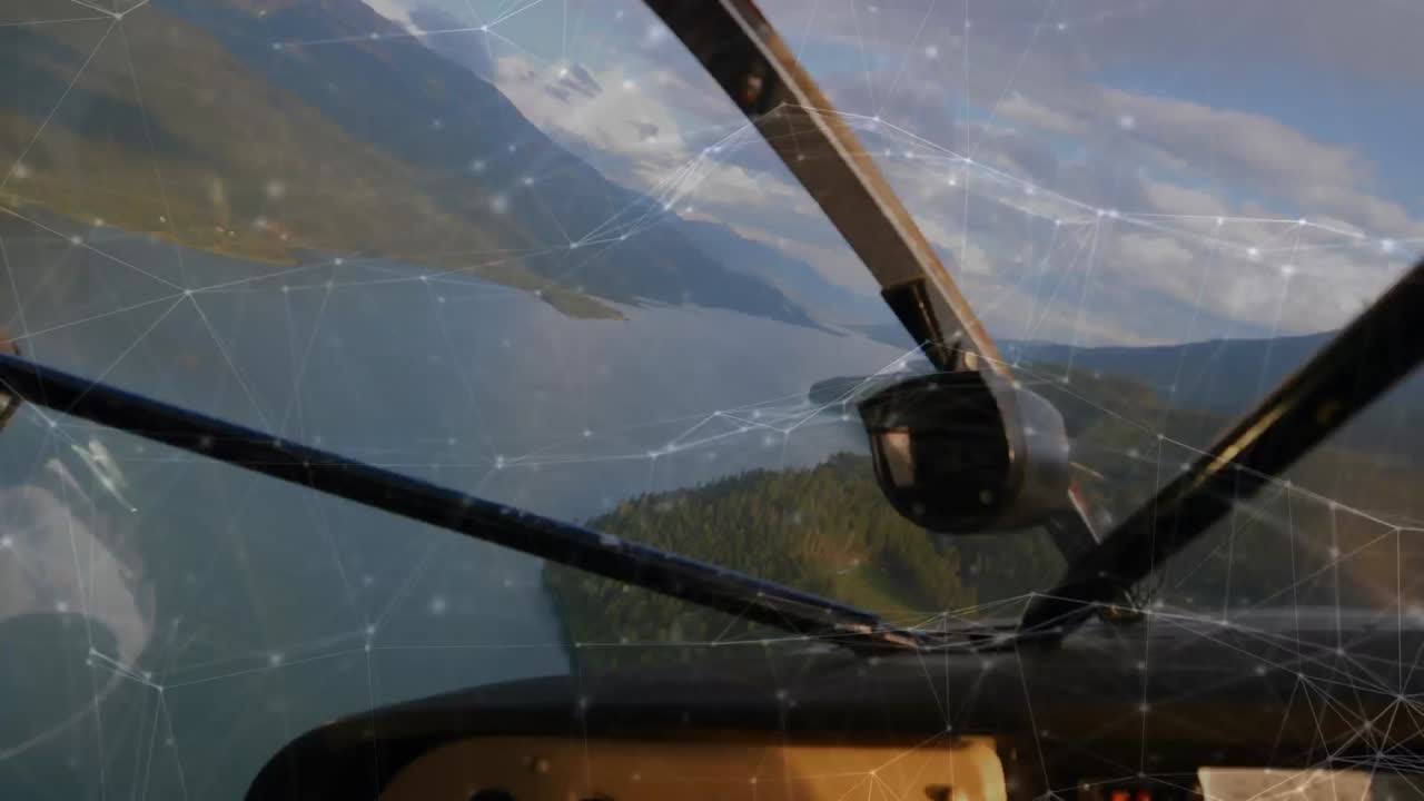 비행기 위의 연결 네트워크의 애니메이션