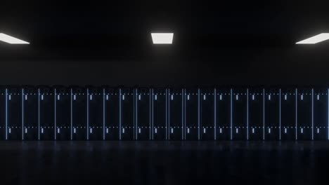 animación de luces parpadeando en los servidores en la sala de servidores