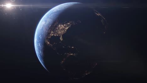 escena del amanecer del planeta tierra desde el espacio