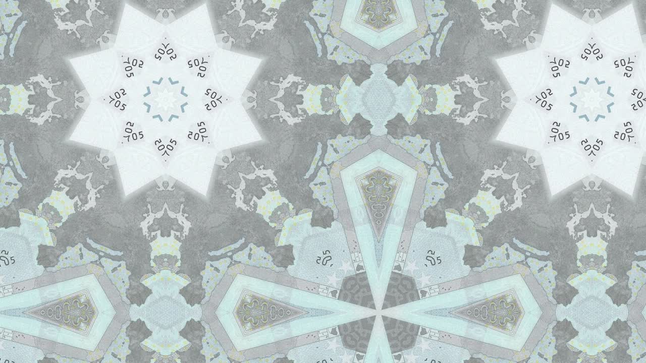 추상적인 모션 그래픽 모자이크 유로 지폐와 함께 시엄리스 루프