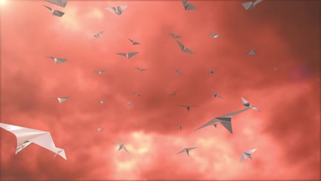 animación de un avión de papel volando en bucle