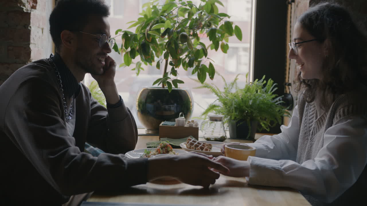 Couple enjoying a cafe date