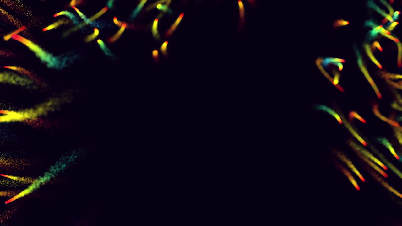 las partículas mágicas forman senderos hermosos. estructura de remolino. 3d render abstracto explosión colorida con luma mate como canal alfa. explosión de color arco iris.