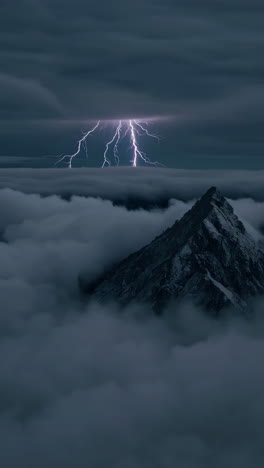 mountain peak in stormy night