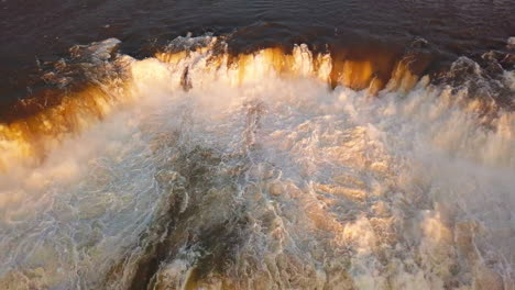 aerial - iguazu falls and river in misiones, argentina, medium overhead shot