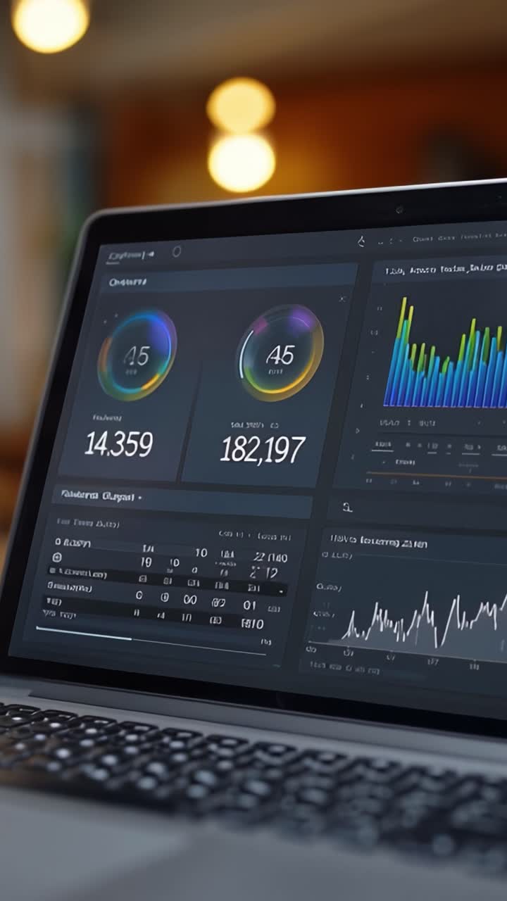 Analysis Dashboard Displaying Statistical Data and Graphs on a Laptop Screen Showcasing Performance Metrics for Insightful Decision Making and Evaluation