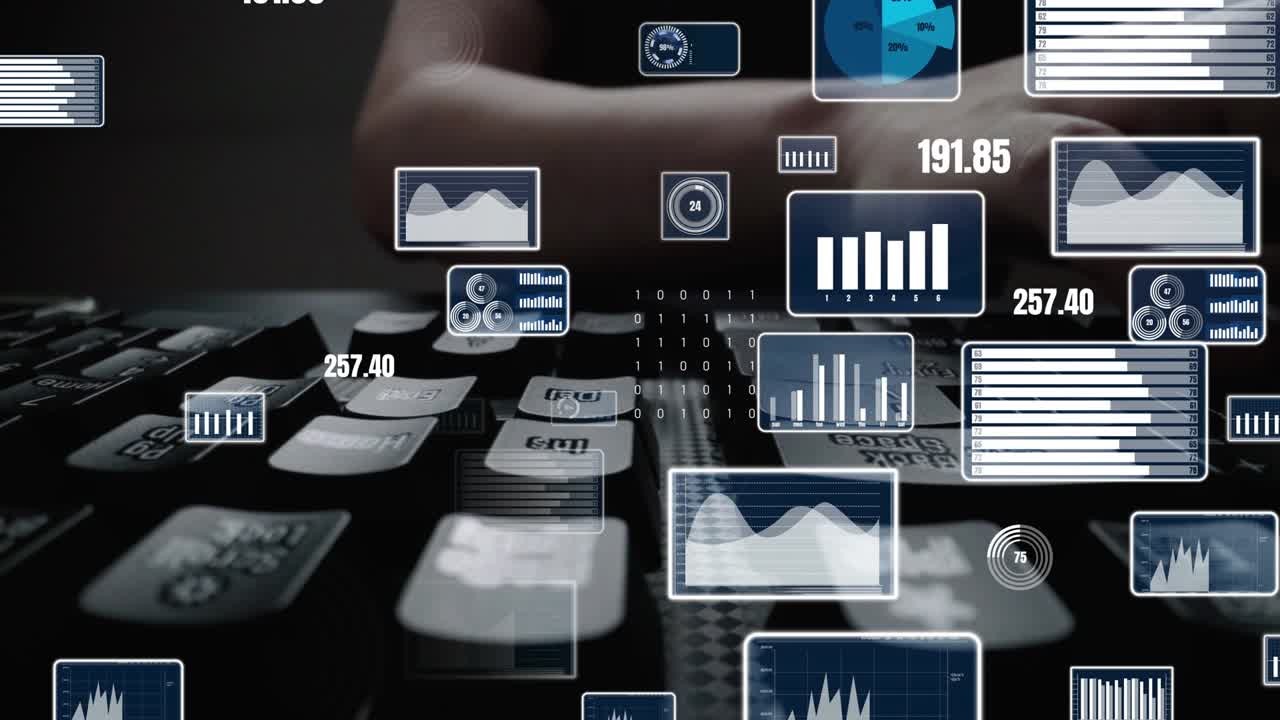 Creative visual of business big data and finance analysis on computer
