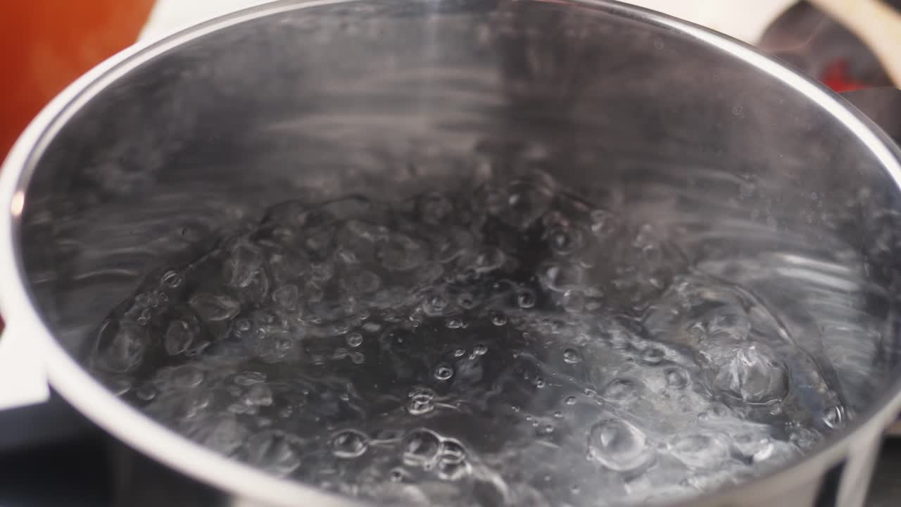 Boiling water in a pot