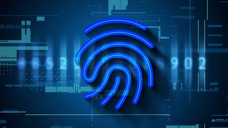 biometric fingerprint sensor symbol for identity verification. security privacy password digit as motion video loop animation.