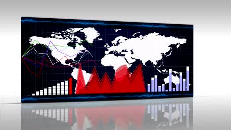 business background, earth and graphs, animation, rendering, loop