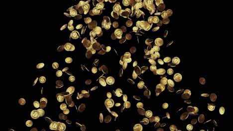 rain of gold bitcoins cryptocurrency or electronic payments concept loop animation of falling golden
