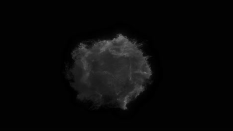 dense white smoke orb churns with internal light and energy against black background. abstract cgi for magical phenomena or mysterious effects