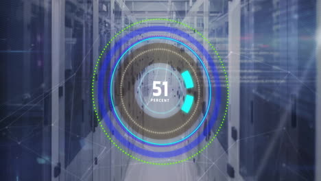 animación del procesamiento de datos digitales a través de servidores informáticos