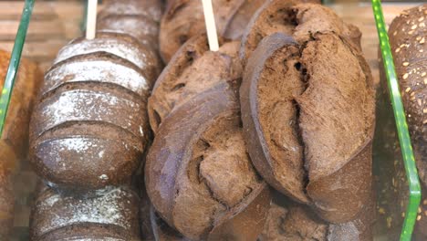 assorted dark bread display