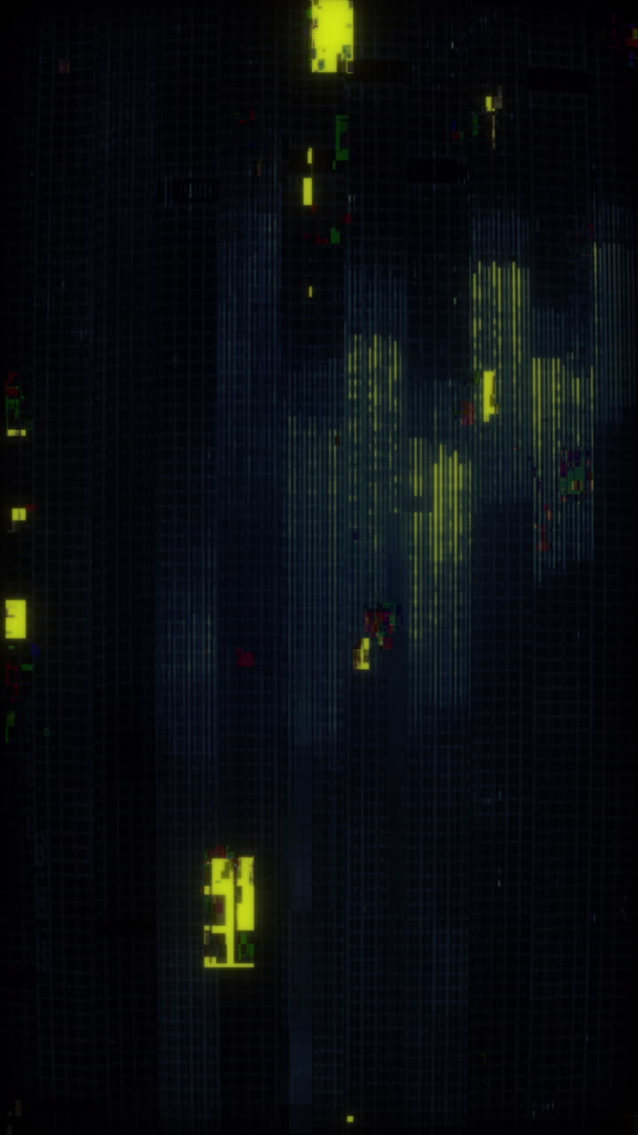 Dynamic Digital Glitch Background with Glowing Rectangles
