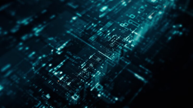 Futuristic screen display matrix, hi-tech digital data telemetry with encrypted numbers, display dynamic background for computer desktop screen display format