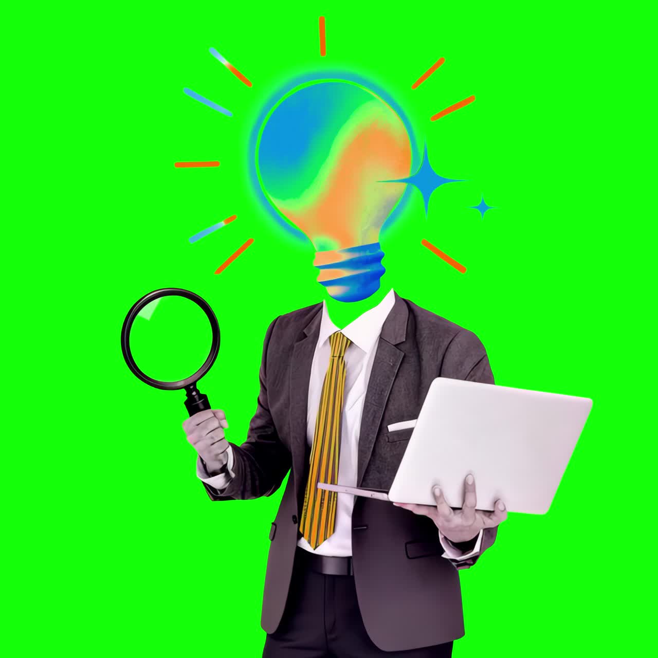 Innovative business idea exploration transparent 4K video, green screen