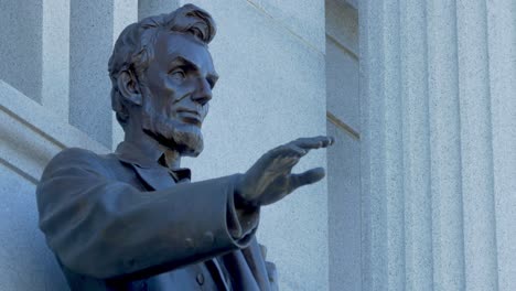 close view of the face of abrahan lincoln in a sculpture