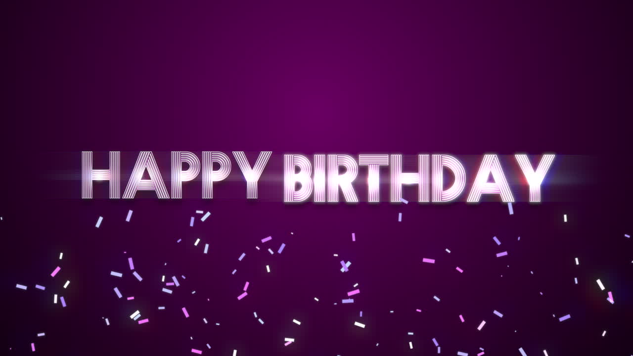 confeti colorido y texto feliz cumpleaños