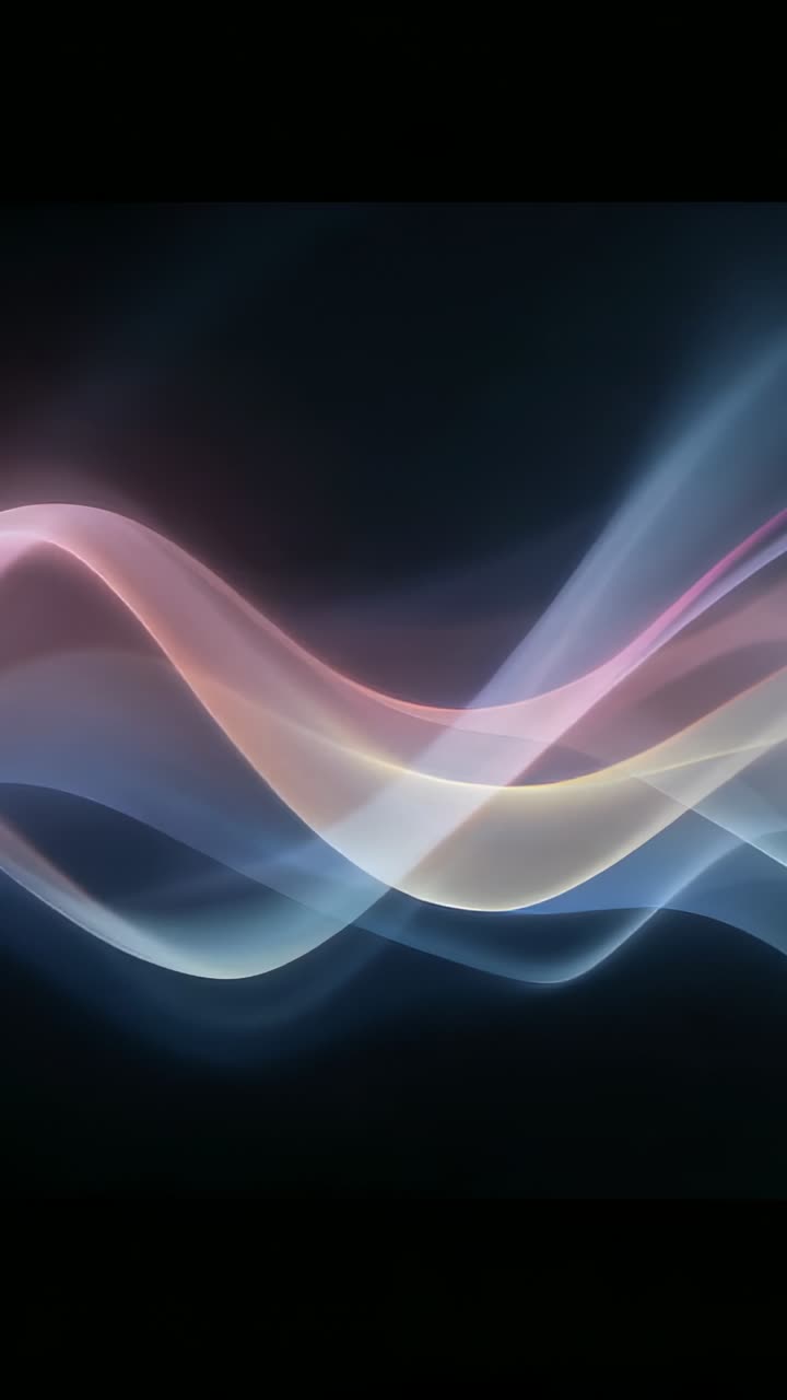 Vertical video: Opening light ribbons pulsing, flowing across black void creating trail effect