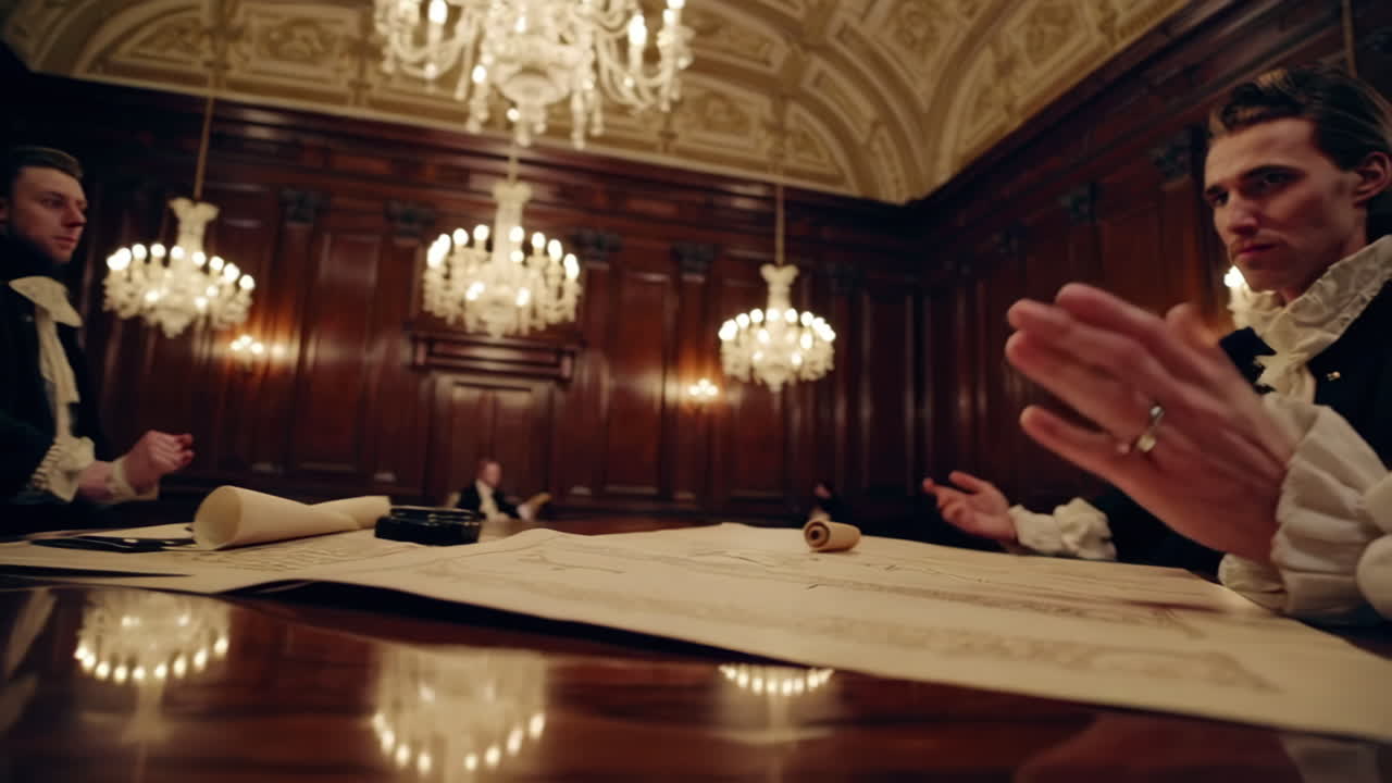 장식 된 방 에서 역사적 인 모임