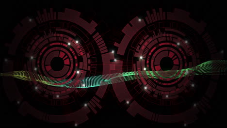 animation of digital data processing over scopes scanning