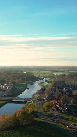 aerial view of a dutch town in autumn