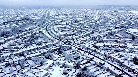 Hermosa-Antena-De-Invierno-De-Londres,-Paisaje-Nevado