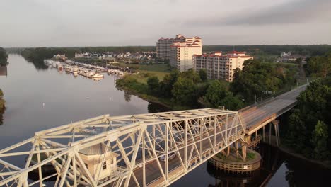 aerial pullout over swing bridge in north myrtle beach sc, south carolina