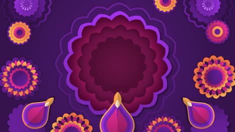 diwali decorative background with flowers and diyas