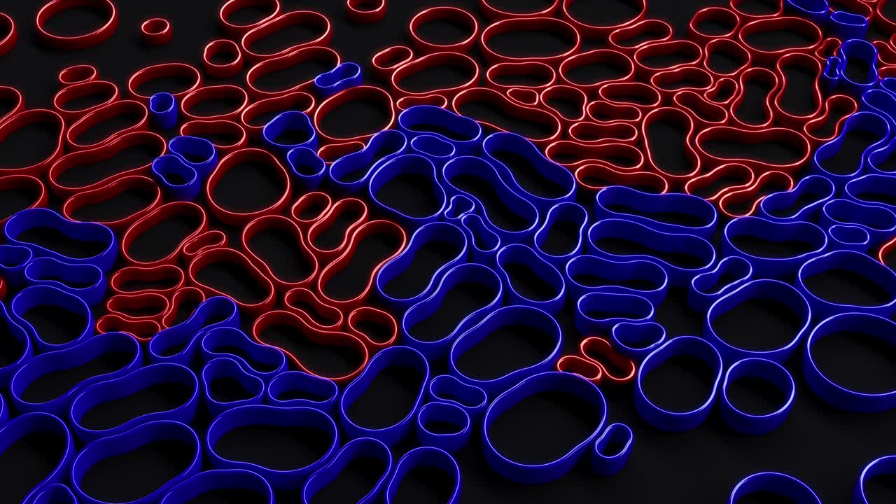 Blue and Red Rubber Bands Pushing Together
