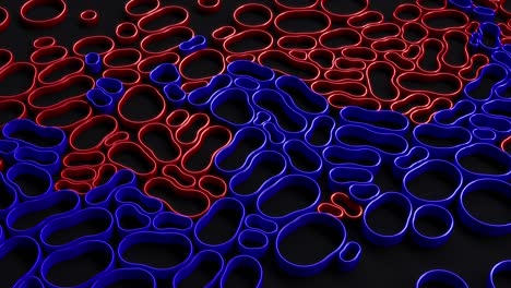 blue and red rubber bands pushing together