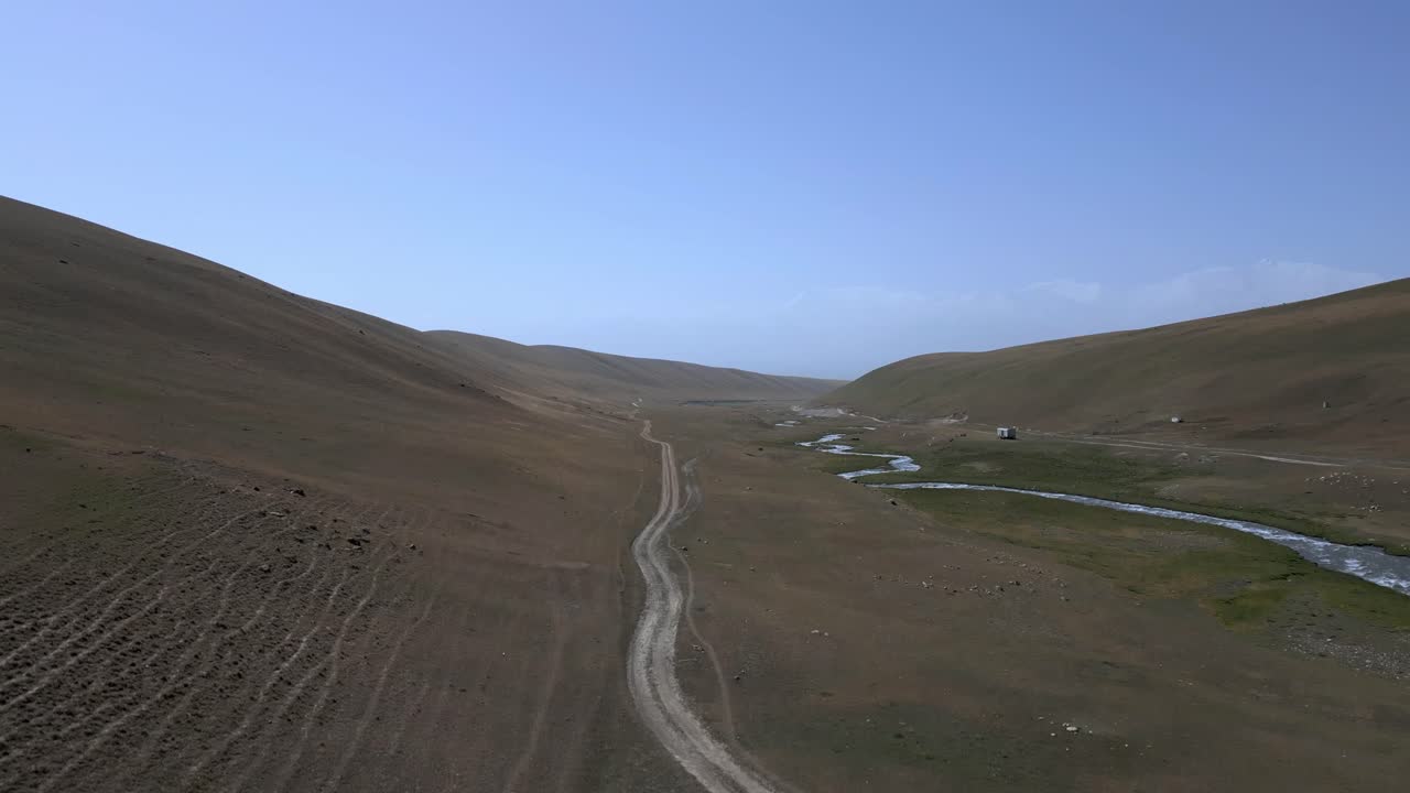 Scenic valley with a river and road