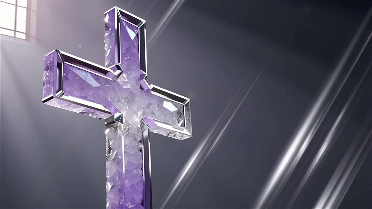 Croce Cristiana Luce Celestiale Sfondo per il Culto.