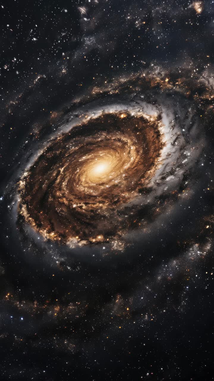 Un'affascinante vista dall'alto di una galassia a spirale, che cattura la bellezza e la profondità cosmica.