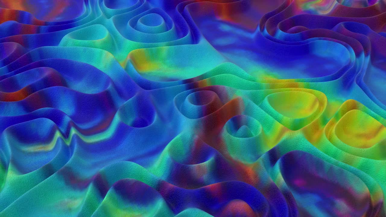 fondo minimalista abstracto con campo de ondas multicolores. superficie desplazada detallada. plantilla de fondo moderna para documentos, informes y presentaciones. ciencia ficción futurista. animación de bucle 3d