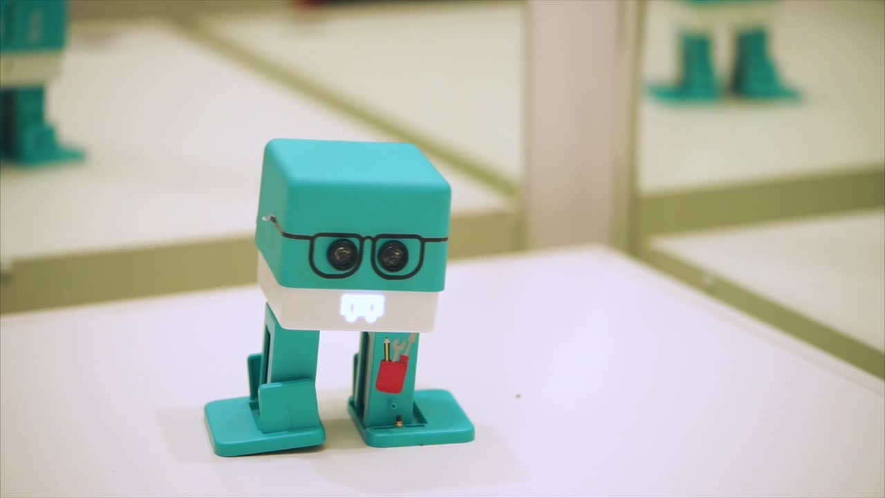 Cute Teal Square Robot Toy
