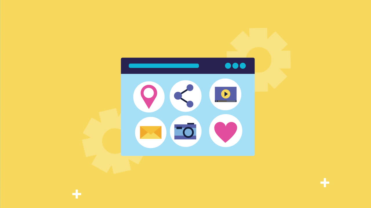 plantilla de página web con iconos de redes sociales