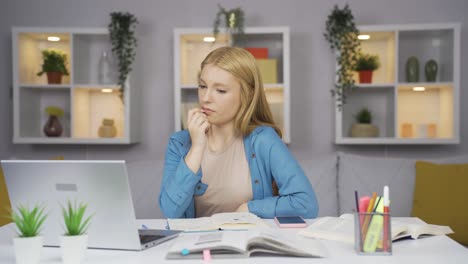 stressed and nervous female student.