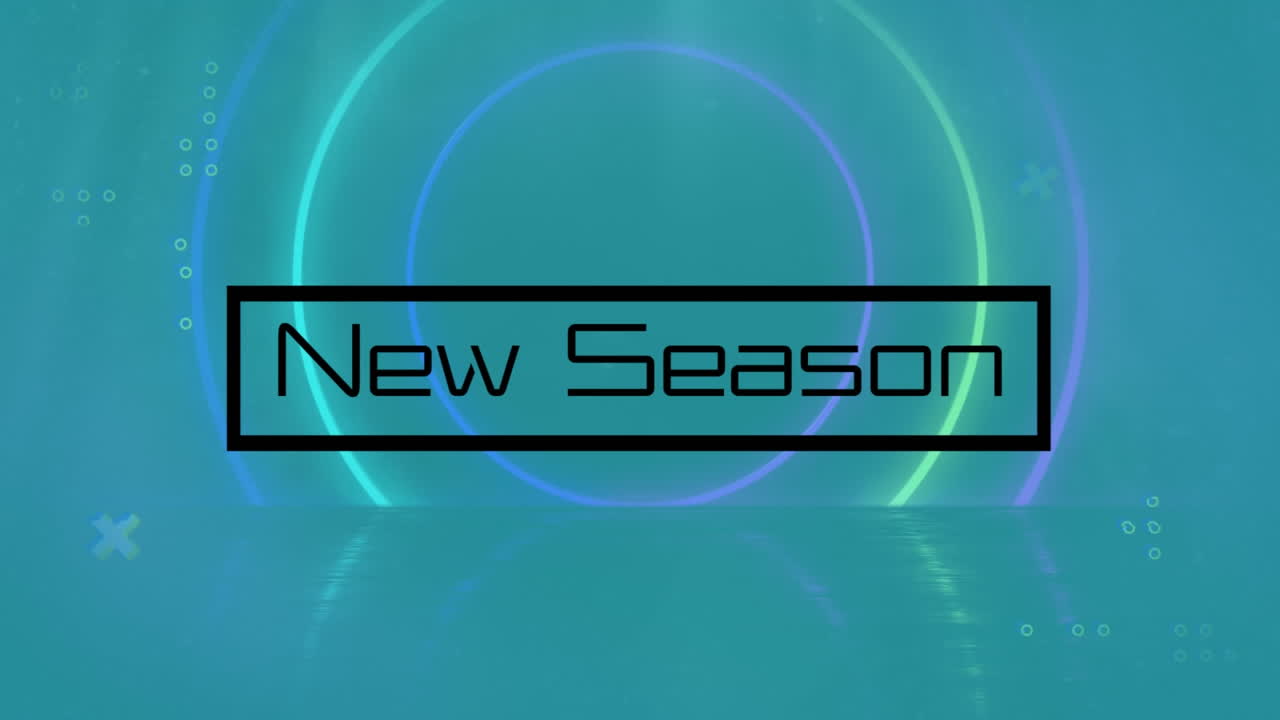 animación del texto de la nueva temporada y círculos sobre fondo negro