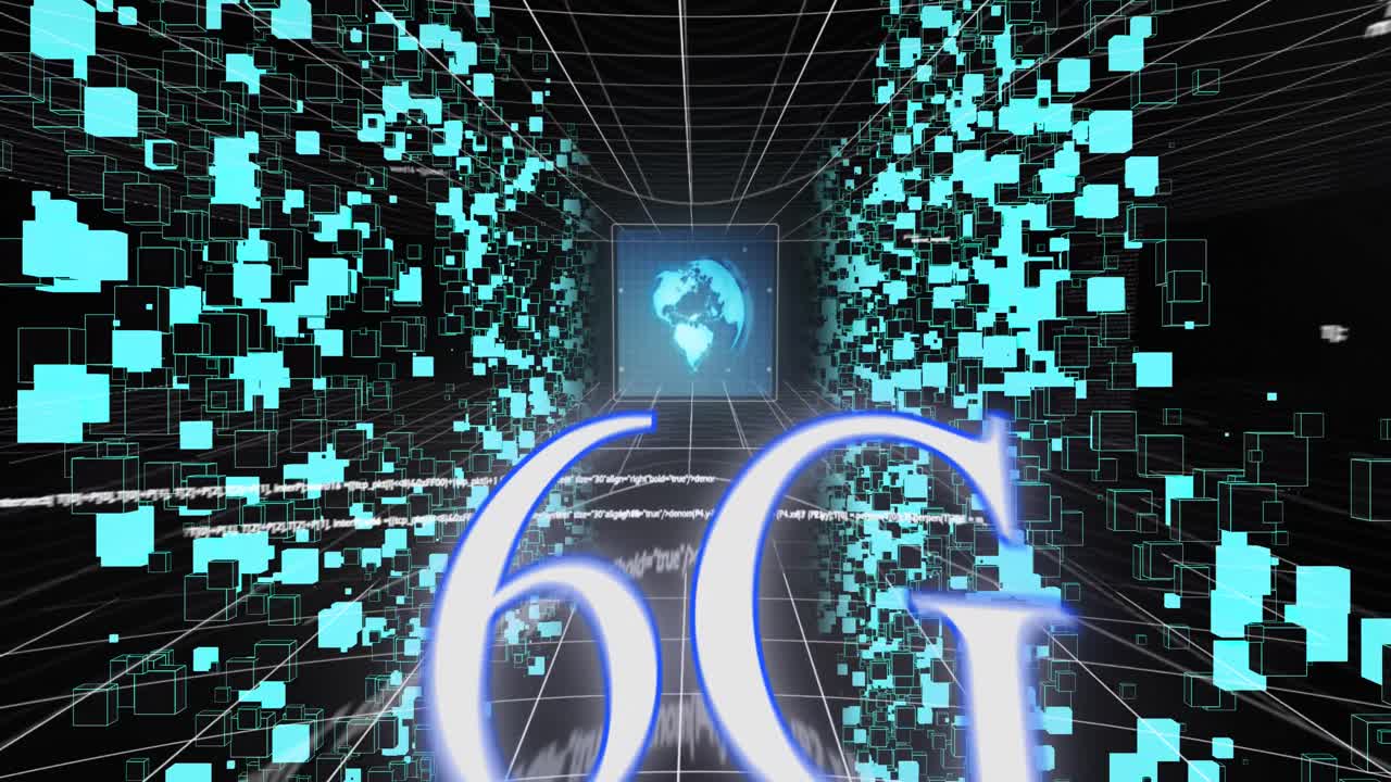 6g 텍스트의 애니메이션, 연결 네트워크와 함께 지구