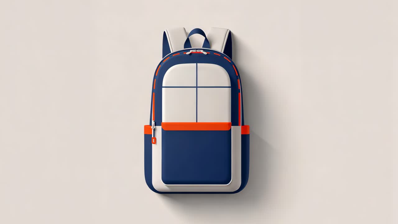 A stylish blue and orange backpack