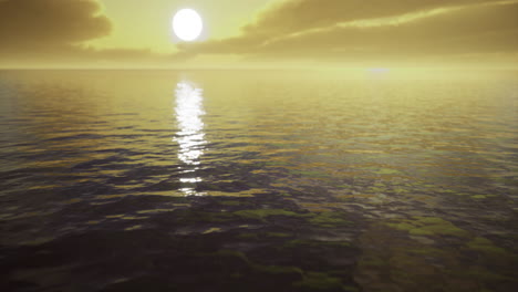 sunset over tranquil ocean waters reflecting golden light in serene landscape