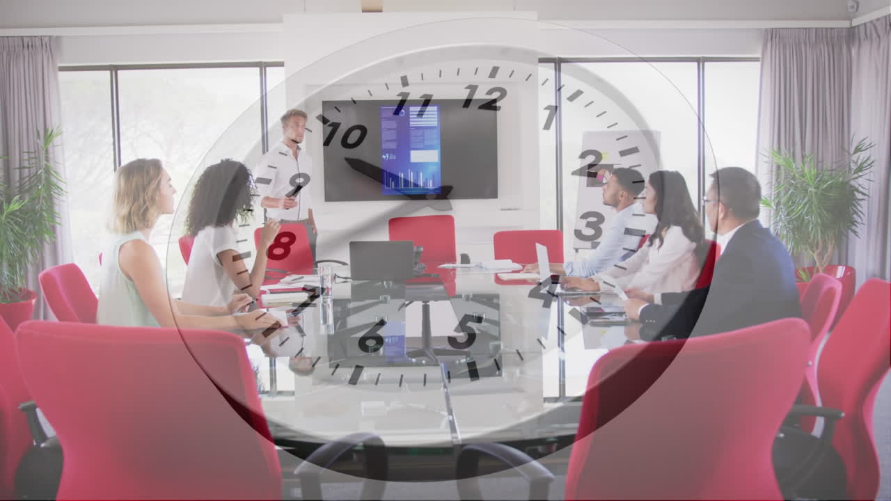 다양한 사업가 그룹에 대한 시계 애니메이션