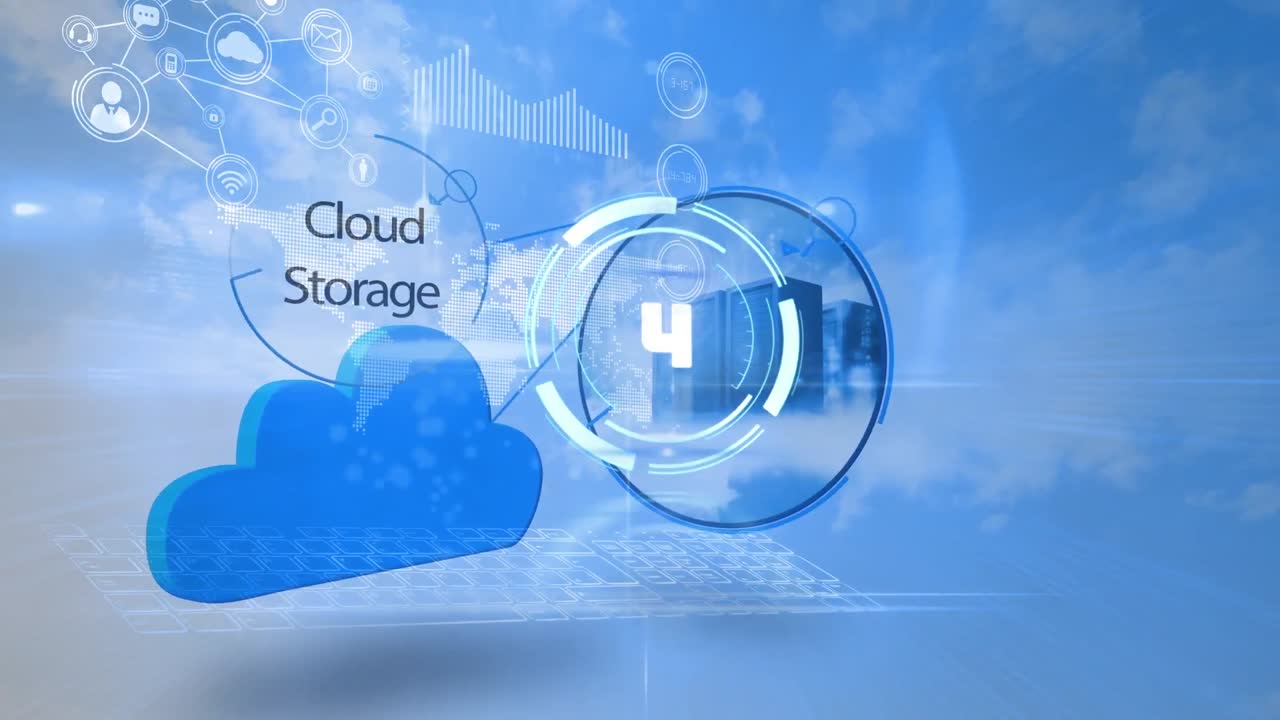 계산, 데이터 처리 및 구름 위의 세계 지도의 애니메이션