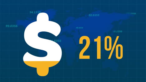 animation of dollar sign with percentage over financial data processing